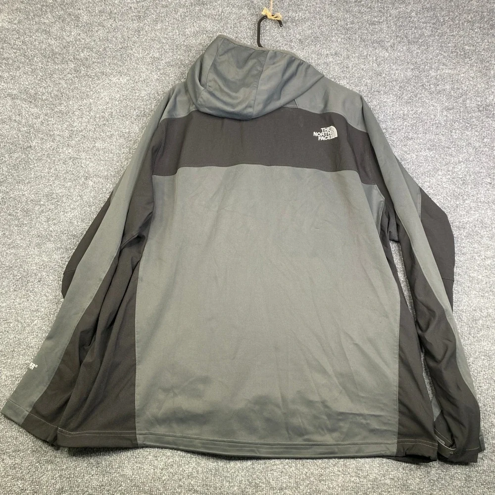 The North Face Windstopper Jacket Mens Grey Black Hooded Softshell Full Zip L